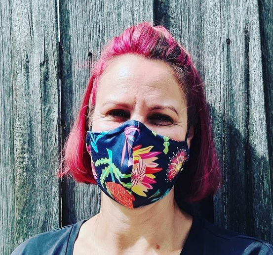 "Protea Poetry" Triple-layer Washable Face Mask {Limited Edition} in Christie Williams Designer Fabric