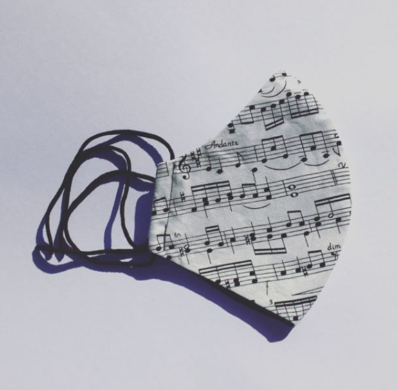Musical notes triple layered piano print face mask made in Melbourne Australia