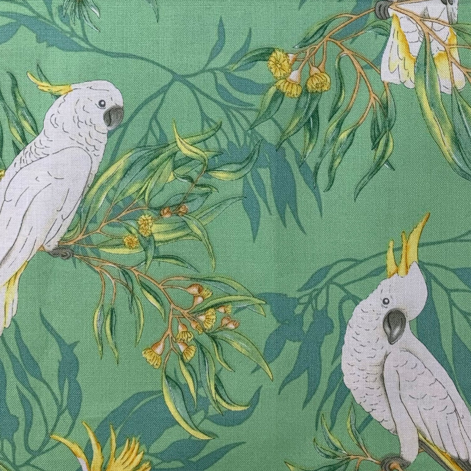 Triple layered face mask made in Melbourne Australia from cotton and poplin featuring a unique cockatoo print