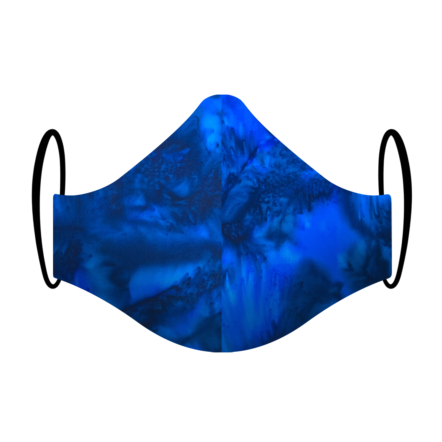 Triple layered face mask made in Melbourne Australia from cotton and poplin featuring a unique tie-dyed blue ocean print