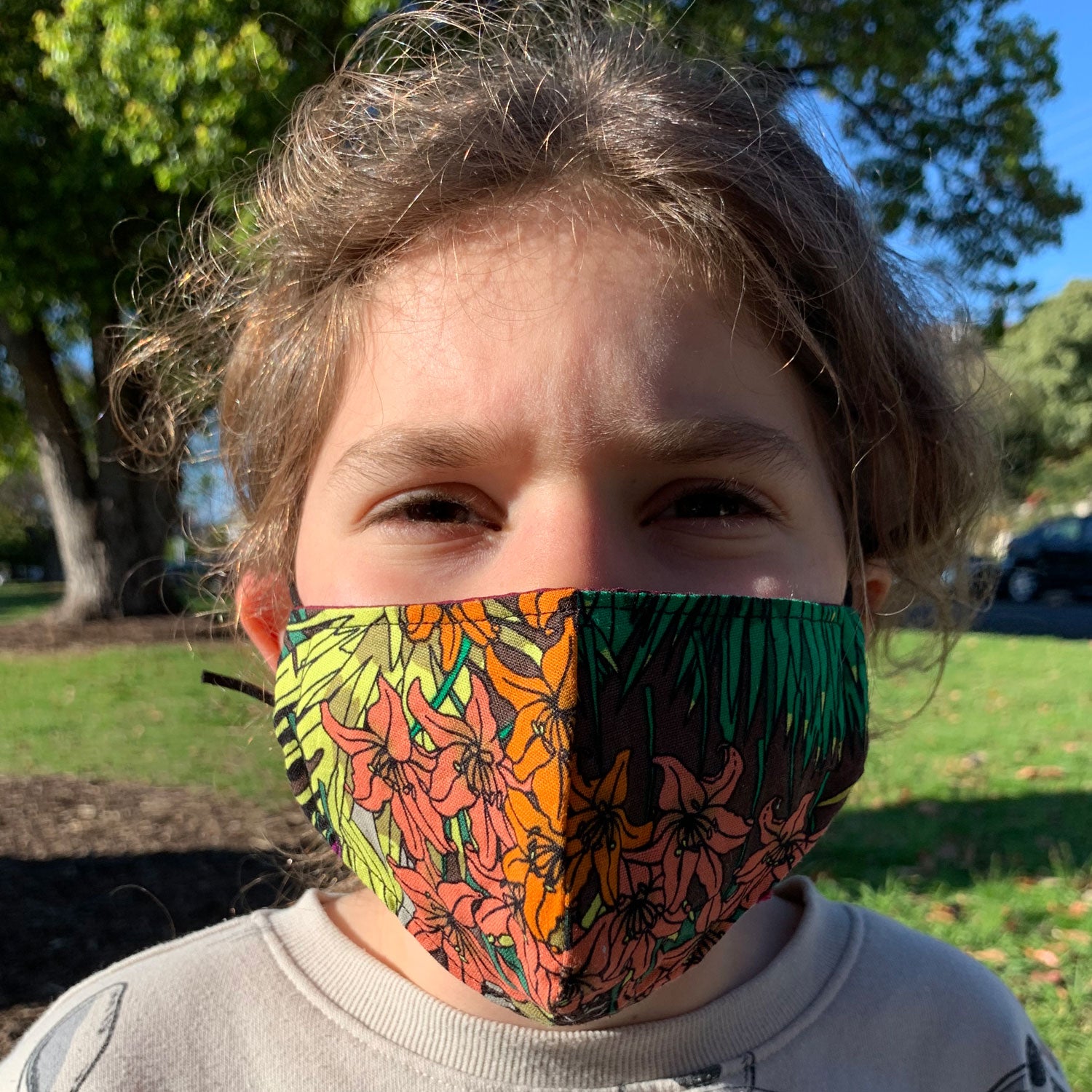 "Lunch Break" Print Triple-layer Washable Kids Face Mask 