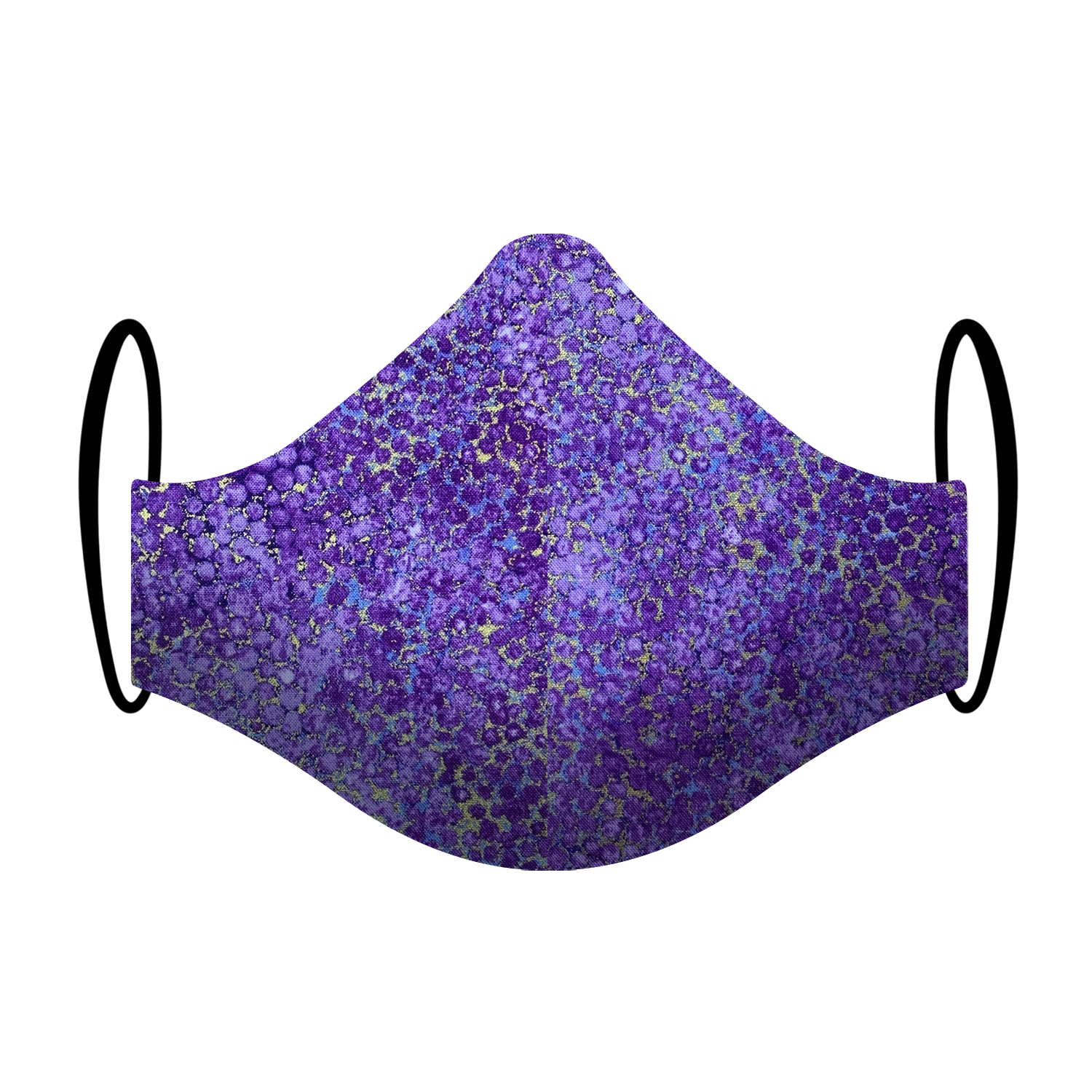 Triple layered face mask made in Melbourne Australia from cotton and poplin featuring a unique shiny glimmering lavender print