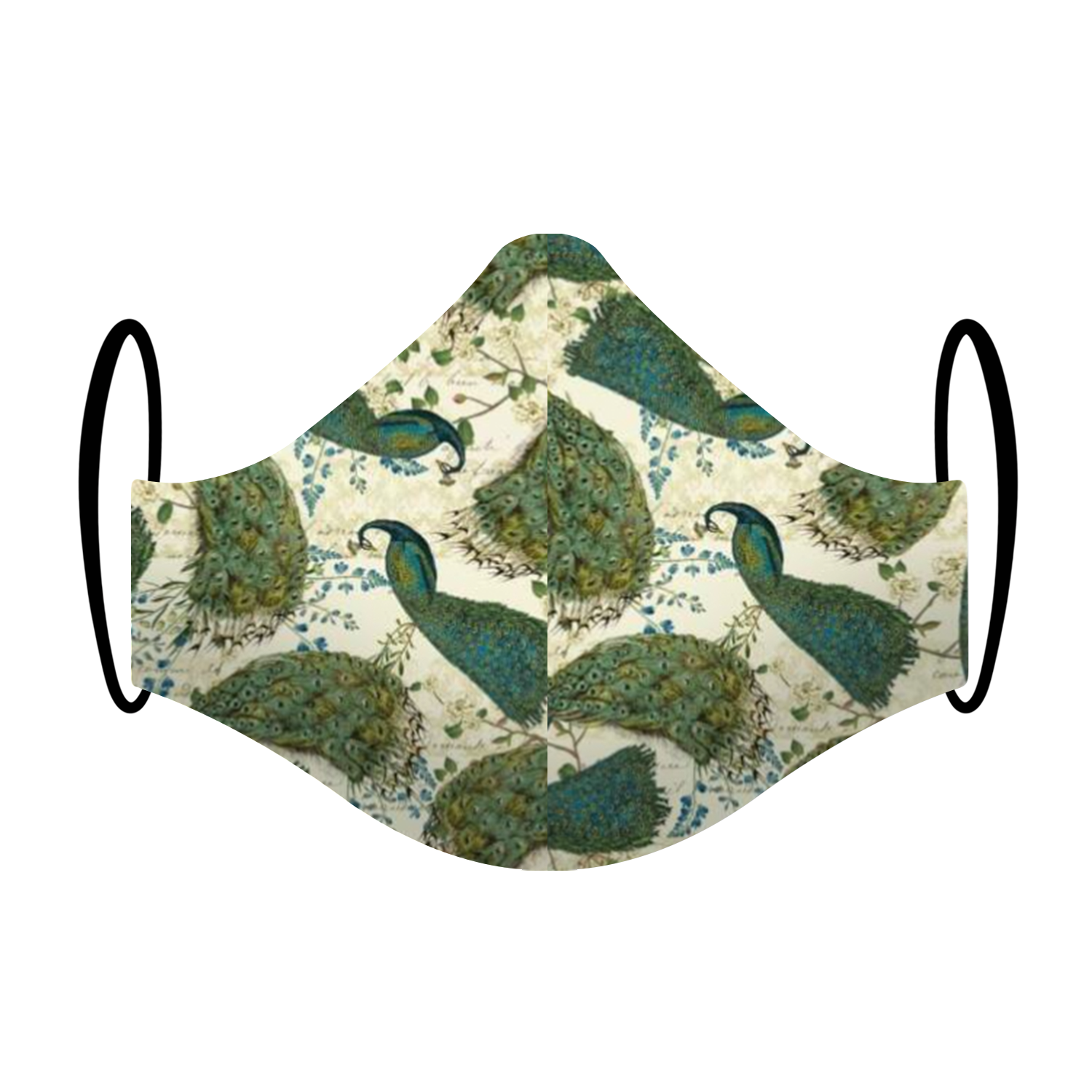Triple layered face mask made in Melbourne Australia from cotton and poplin featuring a unique peacock print