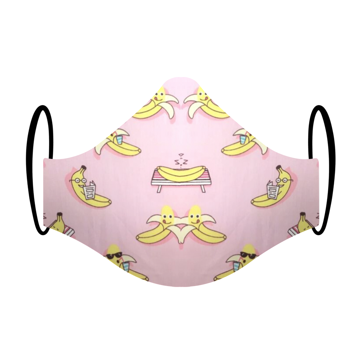 Triple layered face mask made in Melbourne Australia from cotton and poplin featuring a unique lazy banana print
